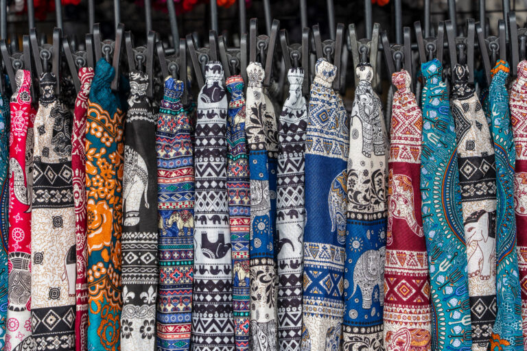 Many,Colorful,Pants,On,Hangers,For,Sale,In,Local,Street