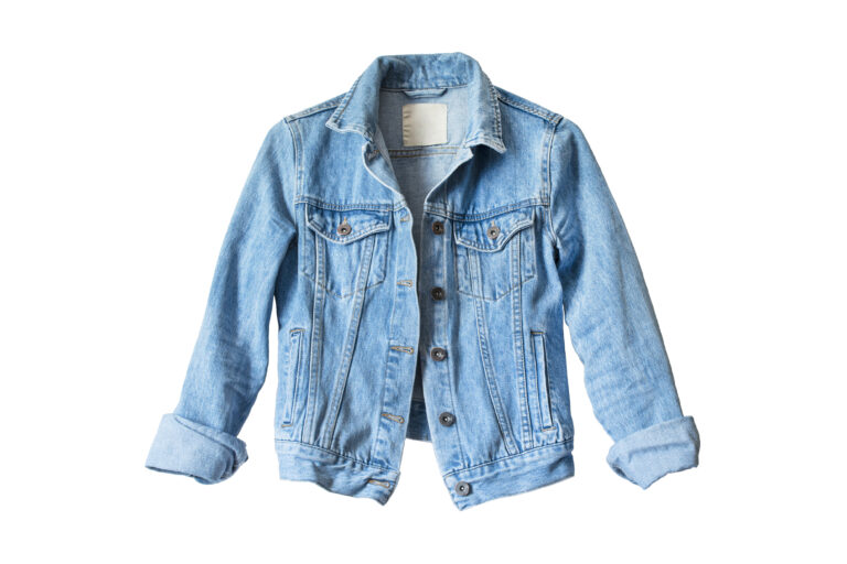 Blue,Denim,Jacket,Isolated,Over,White